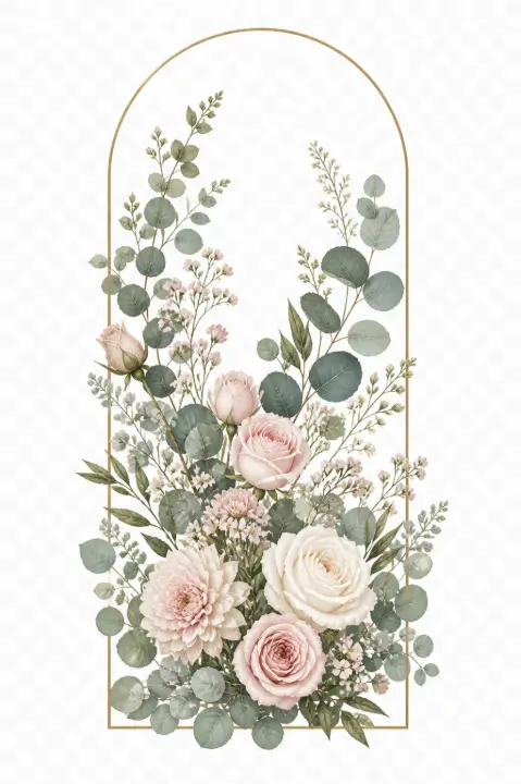 Eucalyptus and Rose Arch — design FLR-0021