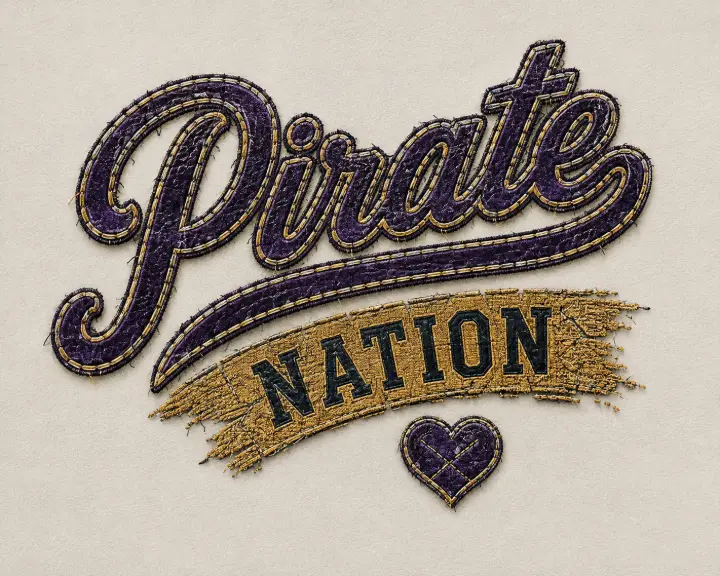 Pirate Nation Text Embroidery — design SW-0097
