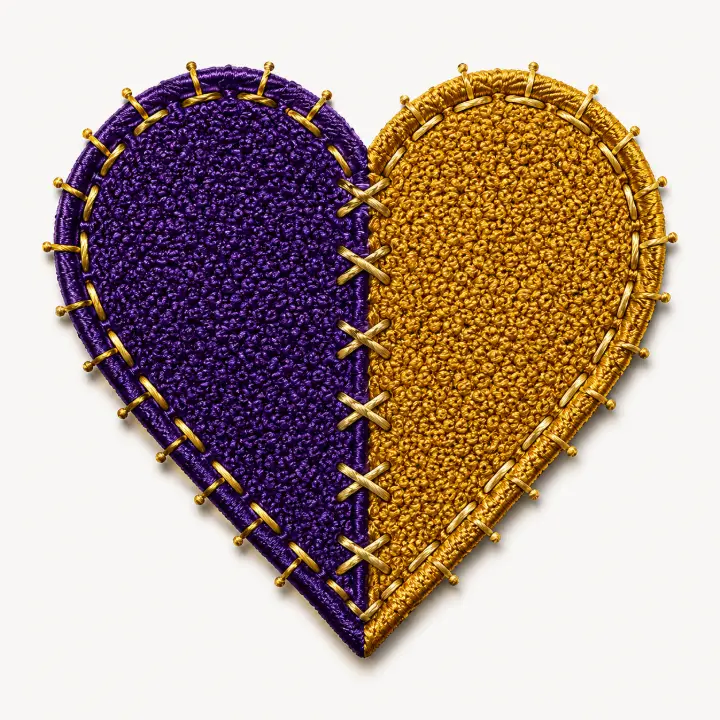 Textured Two-Tone Stitched Heart — design SW-0076