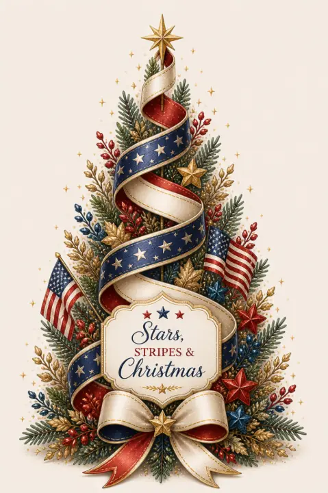 Stars, Stripes & Christmas Tree — design HLD-0077