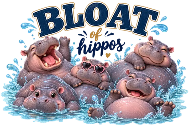 Bloat of Hippos Splashing — design NML-0008