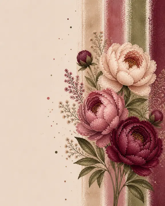 Vintage Peony Bouquet Striated — design FLR-0003