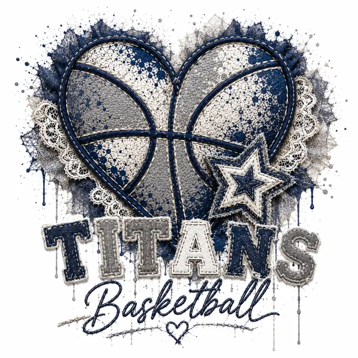 Titans Basketball Heart Patch — design SW-0154