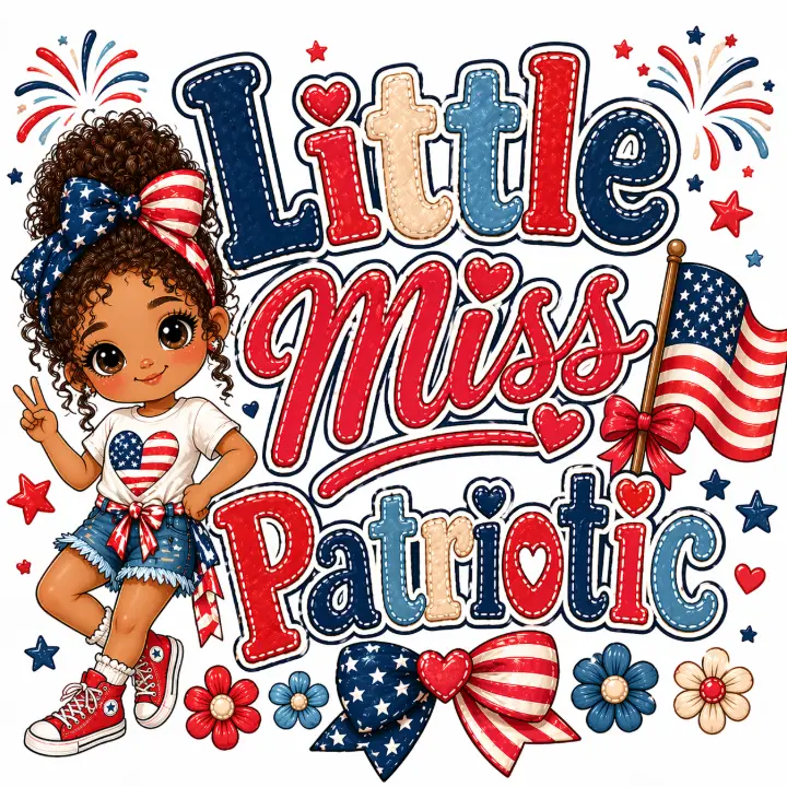 Little Miss Patriotic Chenille Patch — design HLD-0012