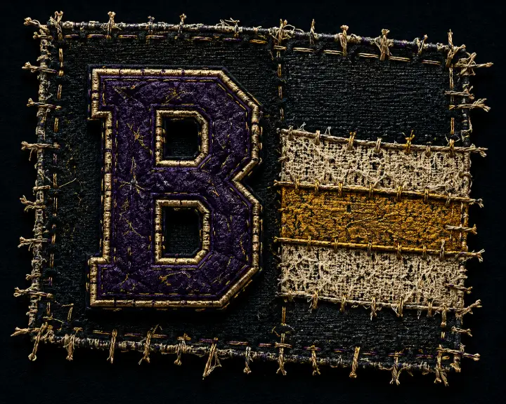 Stitched Denim Letter B Patch — design SW-0006