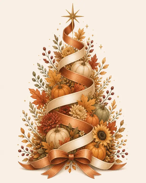 Autumn Pumpkin Floral Tree — design HLD-0074