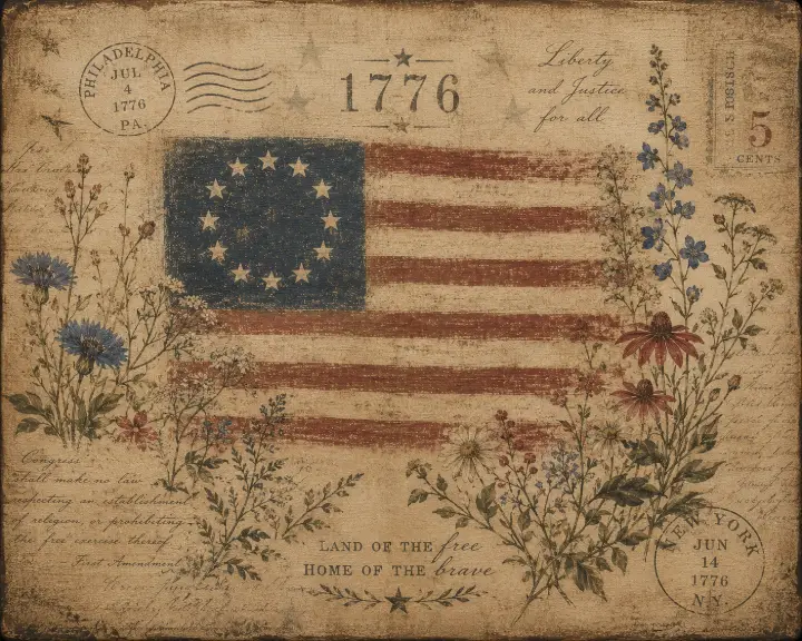 Vintage Betsy Ross Flag Postcard — design HLD-0059