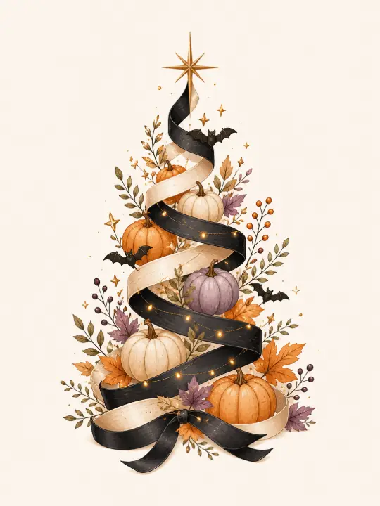 Fall Pumpkin Ribbon Tree — design HLD-0081