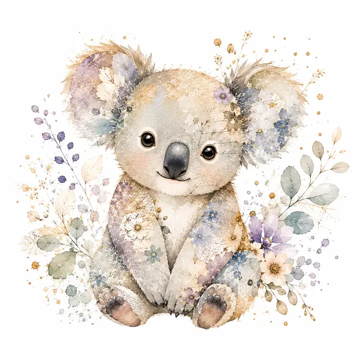 Lace Floral Koala — design NML-0017