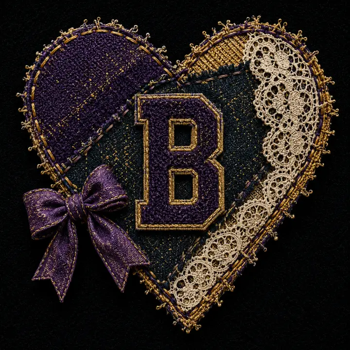 Textured Lace Heart Monogram B — design SW-0029