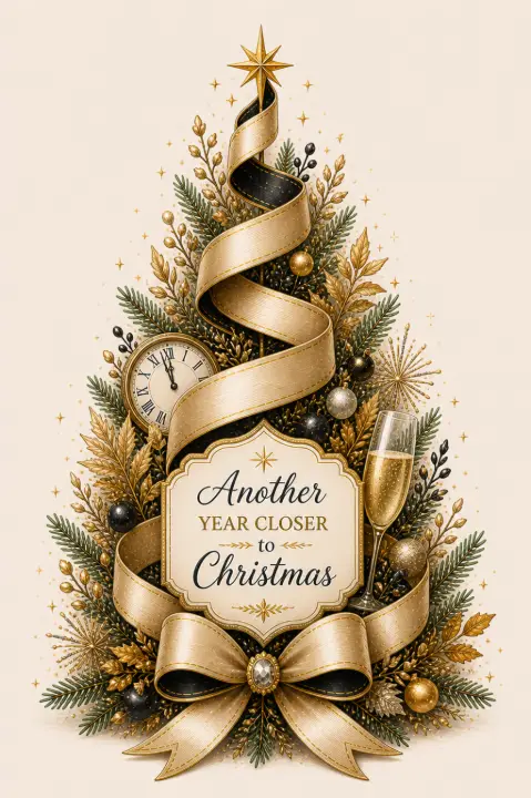 Elegant Christmas Tree Clock — design HLD-0083