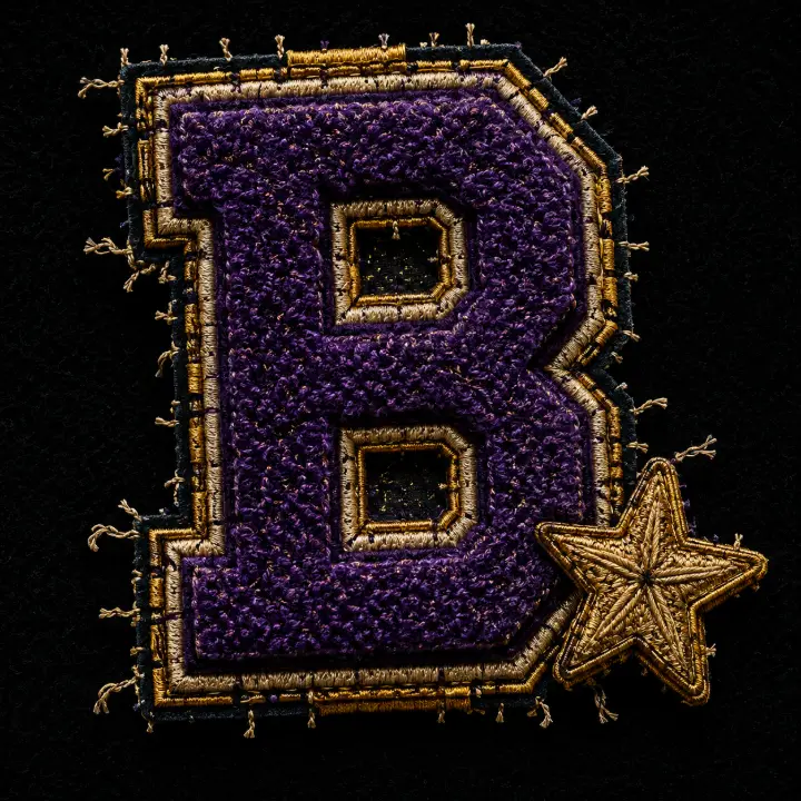 Chenille Letter B with Star — design SW-0026