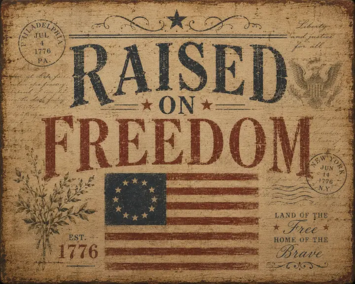 Raised On Freedom Vintage Sign — design HLD-0005