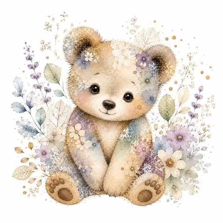 Lace Floral Teddy Bear — design NML-0015
