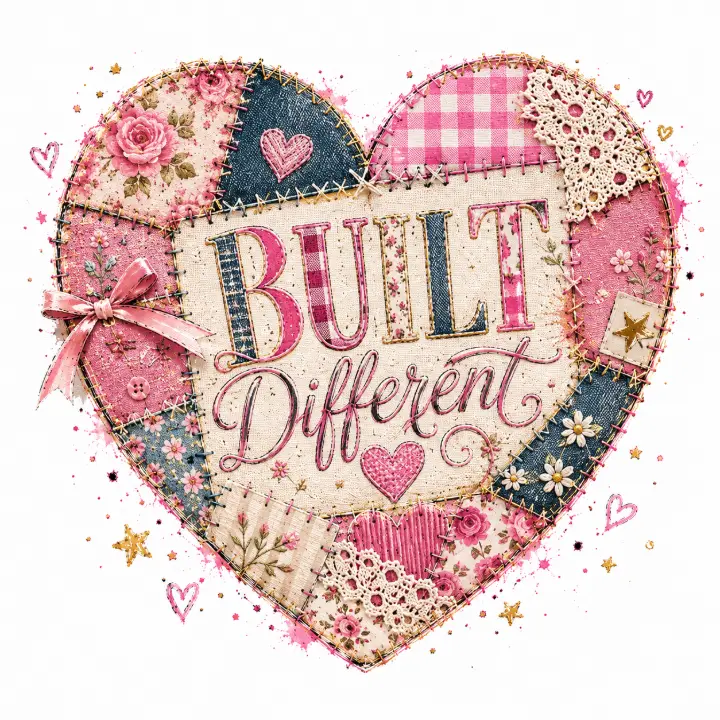 Built Different Patchwork Heart — design PCC-0004