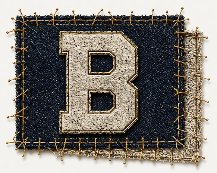 Textured Denim Letter B Patch — design SW-0074