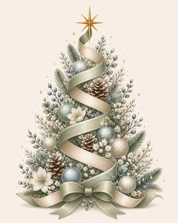 Ornate Botanical Christmas Tree — design SSN-0010