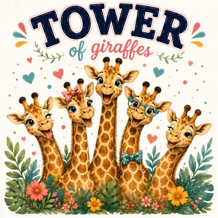 Tower of Giraffes Illustration — design NML-0005