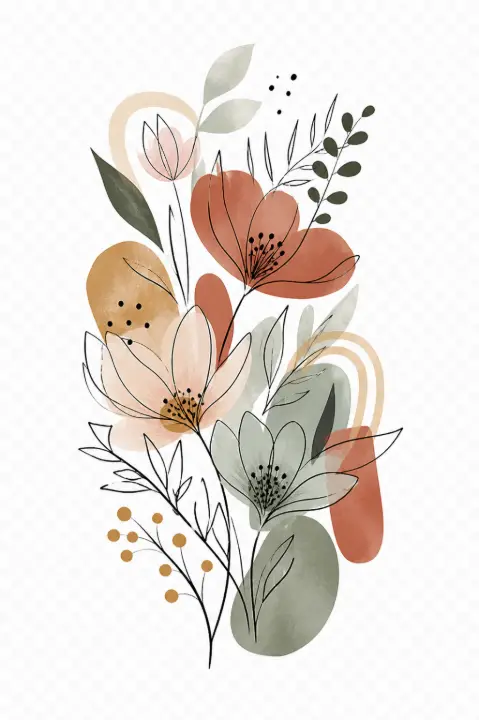Abstract Earthy Wildflower Bouquet — design FLR-0025