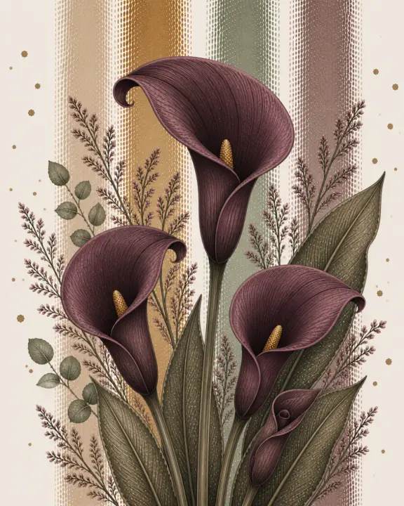 Deep Plum Calla Lilies — design FLR-0023