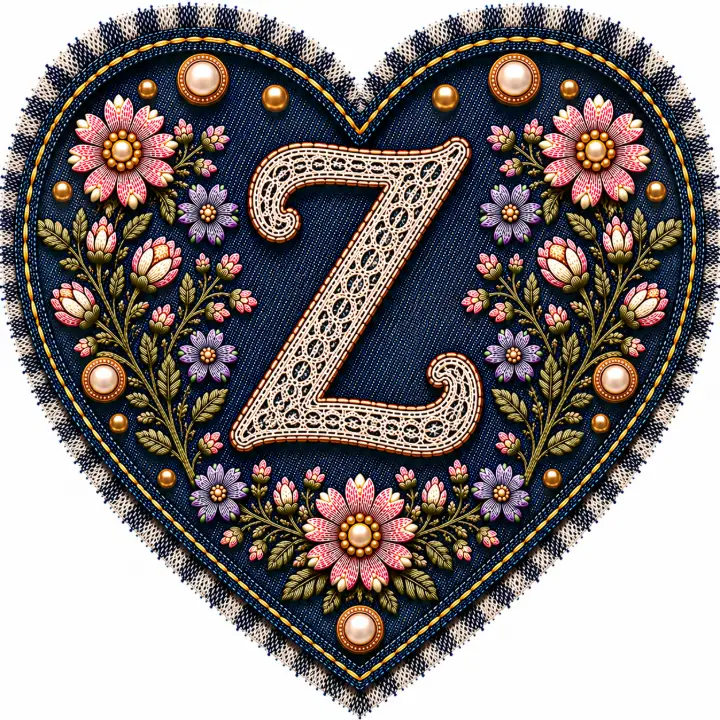 Denim Floral Letter Z — design DL-0012