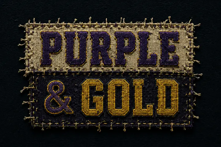 Purple & Gold Embroidered Patch — design SW-0005