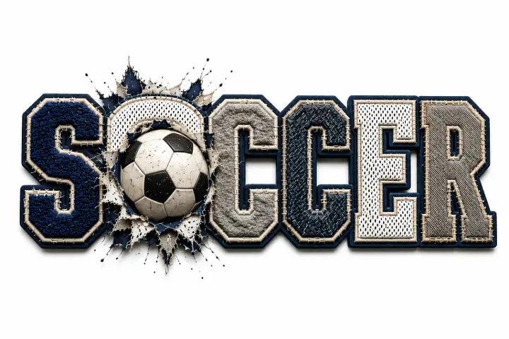 Patchwork Dimensional Soccer Text — design SW-0203