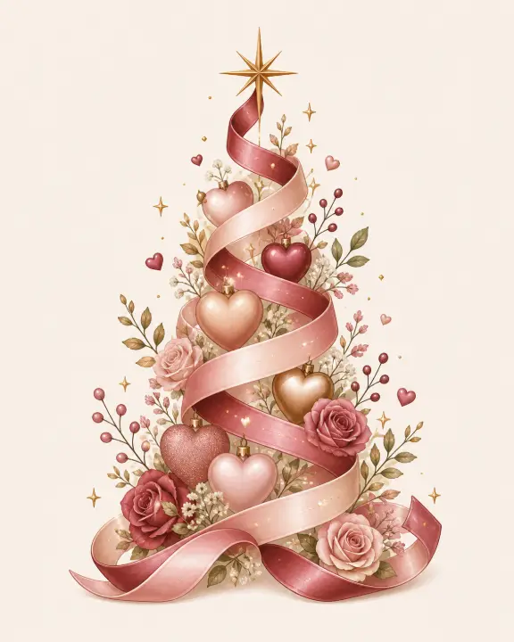 Floral Heart Ribbon Tree — design HLD-0086