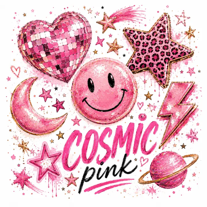 Cosmic Pink Disco Collage — design PCC-0010