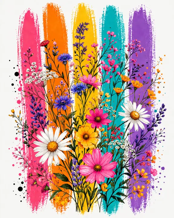 Wildflower Rainbow Paint Strokes — design FLR-0028