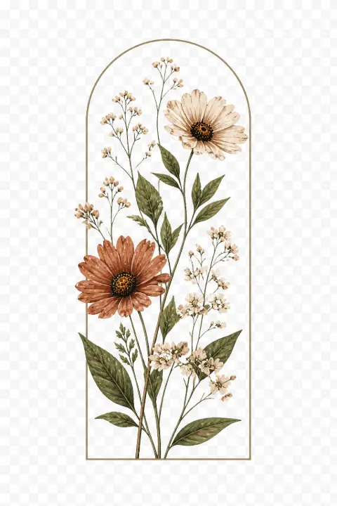 Arched Wildflower Botanical — design FLR-0011