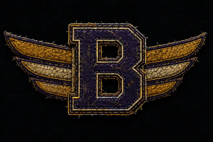 Textured Winged Letter B — design SW-0004