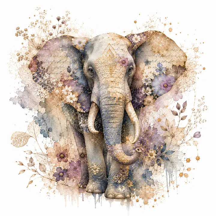 Floral Filigree Elephant — design NML-0016