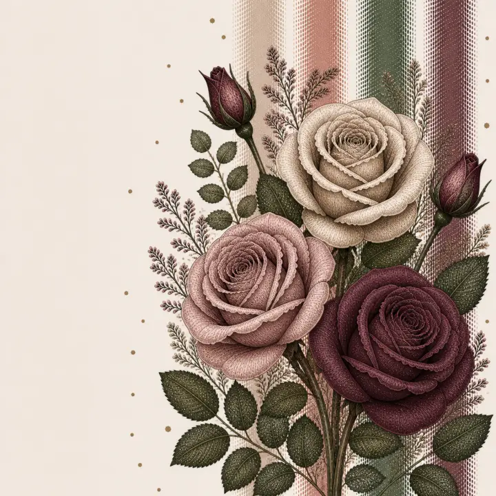 Engraved Rose Trio with Stripes — design FLR-0002