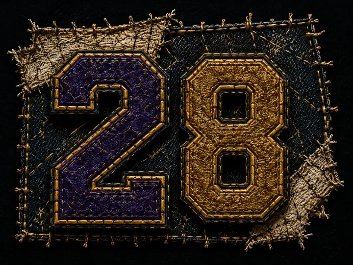 Textured Number 28 Patch — design SW-0116