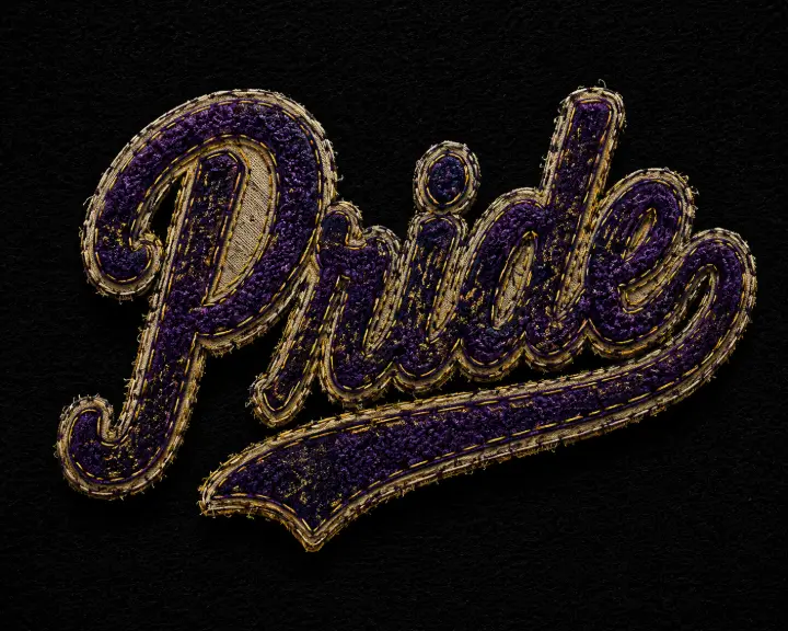 Chenille Patch Pride Script — design SW-0068