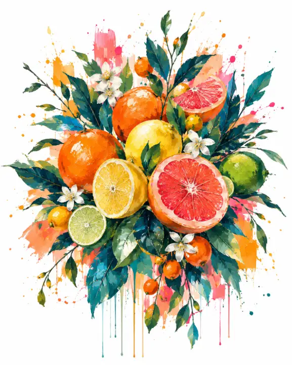 Abstract Painted Citrus Bouquet — design FD-0017