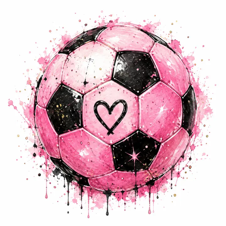 Watercolor Pink Heart Soccer Ball — design PCC-0021