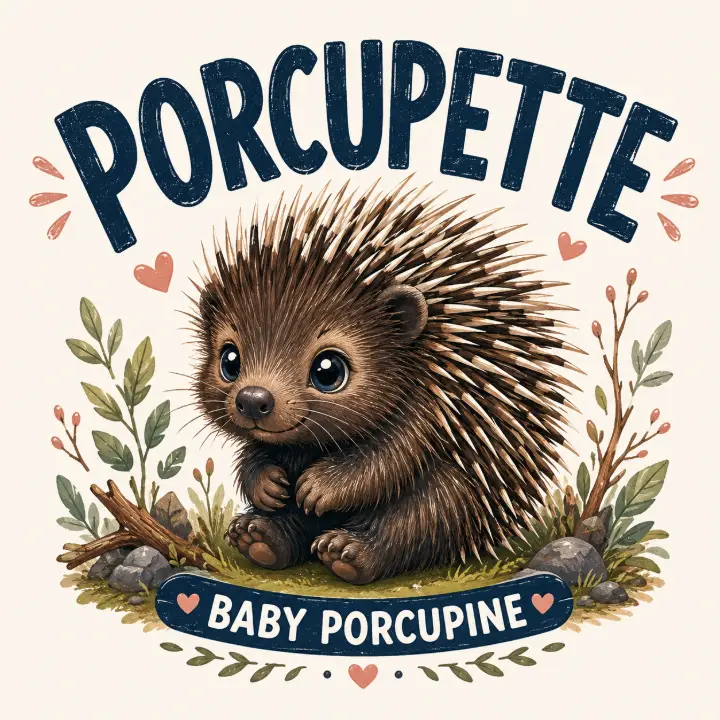 Porcupette Baby Porcupine Illustration — design NML-0009