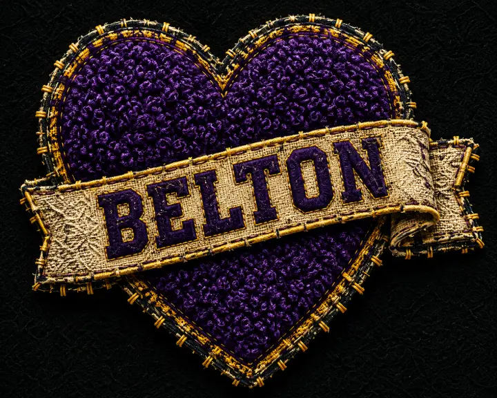 Belton Chenille Heart Banner — design SW-0114