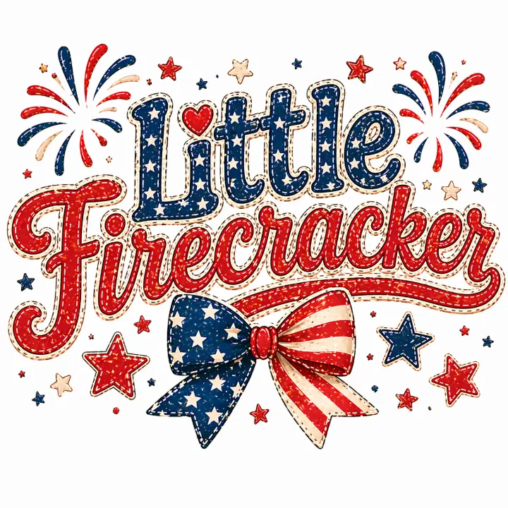 Little Firecracker Embroidered Bow — design HLD-0023