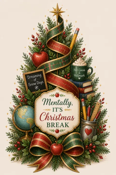 Mentally It's Christmas Break Tree — design BTS-0001