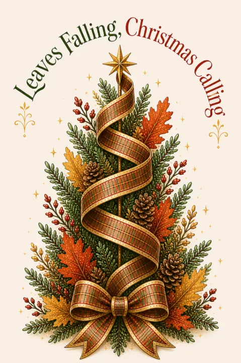 Autumn Christmas Tree Ribbon — design SSN-0007