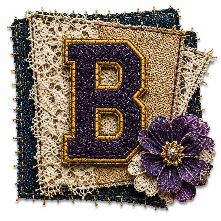 Textile Letter B Patch — design SW-0021
