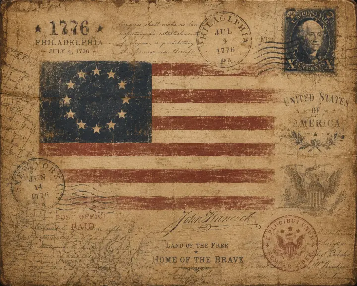 Vintage Betsy Ross Flag Postcard — design HLD-0057