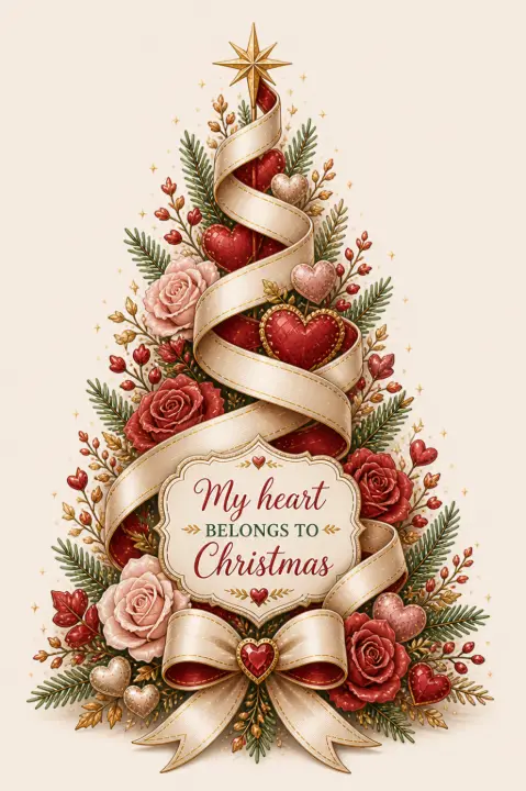 Floral Christmas Heart Tree — design HLD-0079