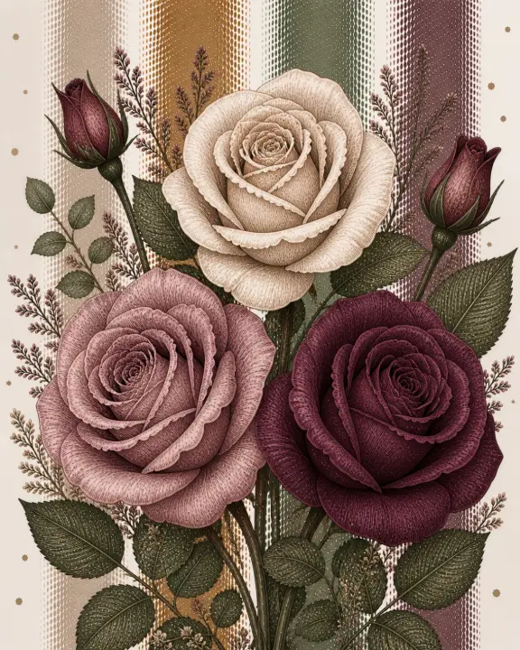 Vintage Rose Etching — design FLR-0032