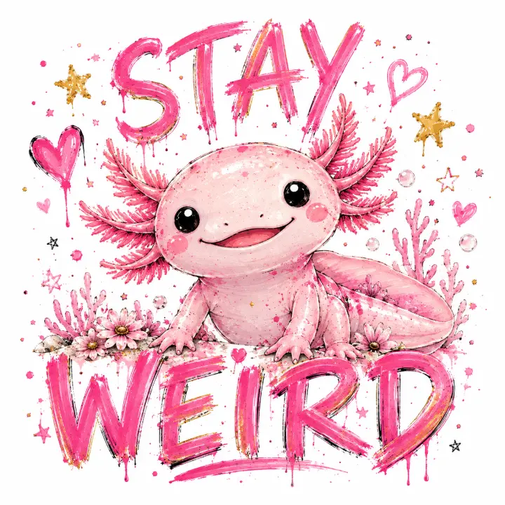 Stay Weird Pink Axolotl — design PCC-0003