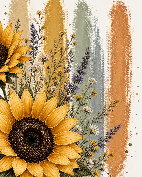 Sunflowers with Textured Stripes — design FLR-0010