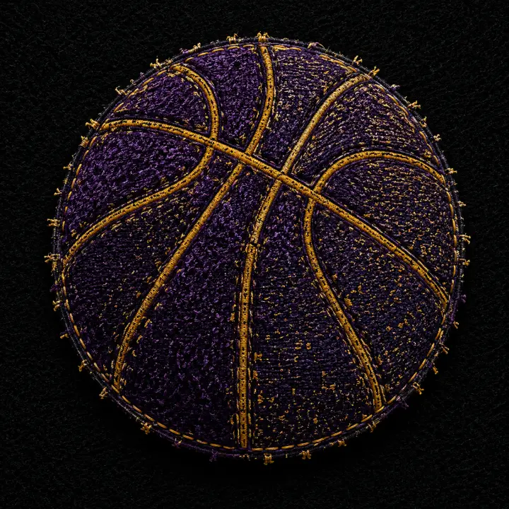 Embroidered Purple Basketball Patch — design SW-0071